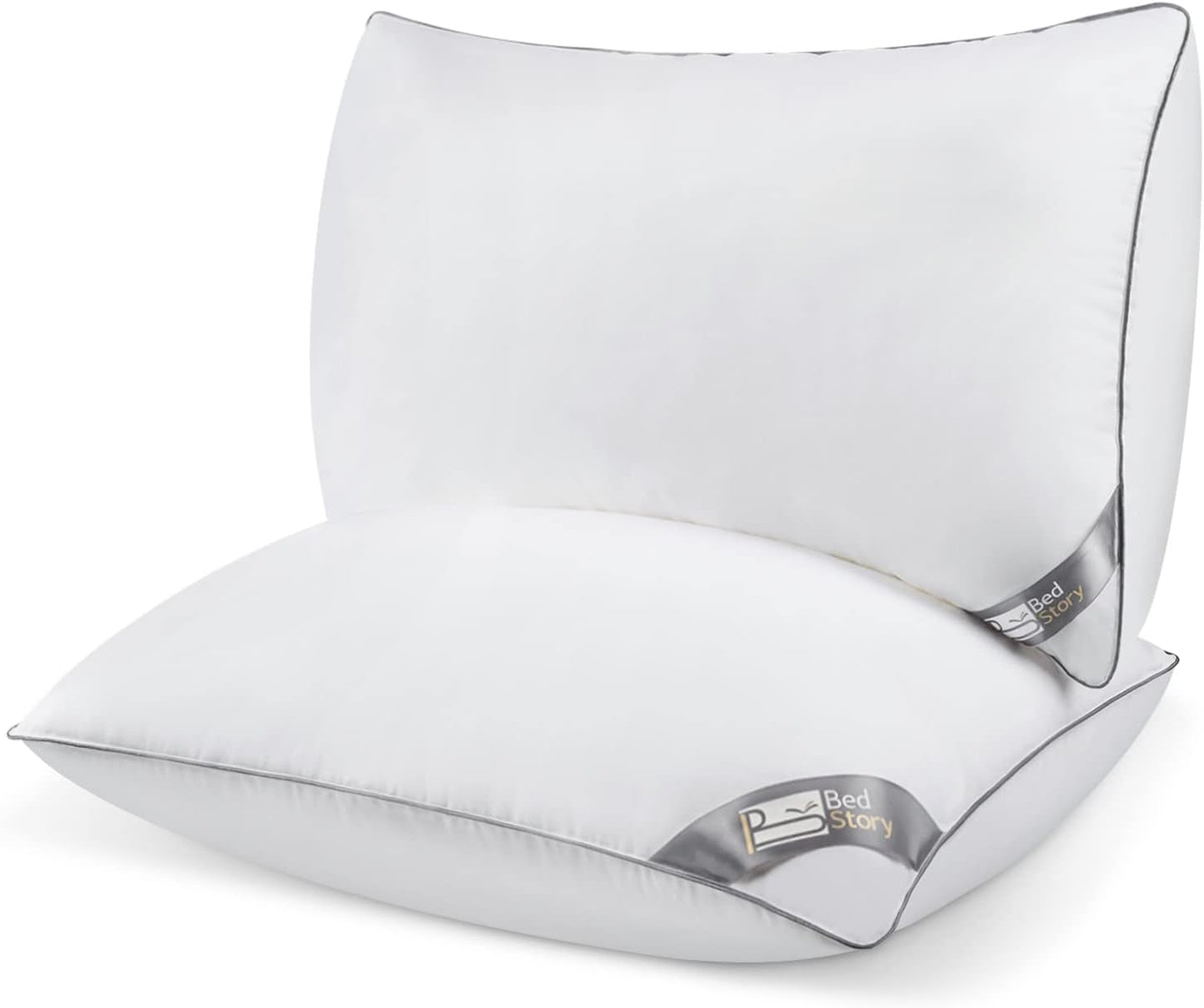 Bedstory kudde, 2-pack, hotellkvalitet, alternativ, stödjande, hypoallergen sömnkudde för mage, rygg och sidosömmar Standard Naty Shop-kuddar Standardtitel
