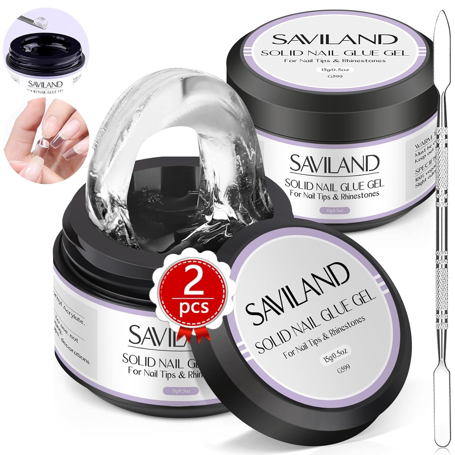 SAVILAND Fester Nagelkleber Gel: 30-Tage Lang Anhaltender Stronger Nagelkleber Für Press on Nagels Falsche Nagelspitzen 15Ml U V Nagelkleber 3D Gel-Nagelkunst-Kleber Für Verwendung Im Salon Zu Hause
