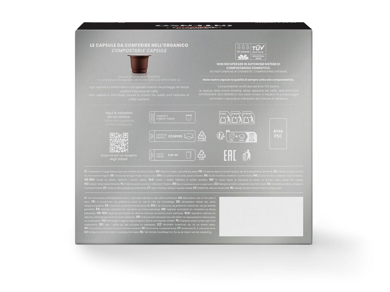 Caffè Vergnano 1882 - Èspresso Kompostierbare Kaffeekapseln , kompatibel med Nespresso, Intenso (Intenso) - Packung Enthält 100 Kapseln