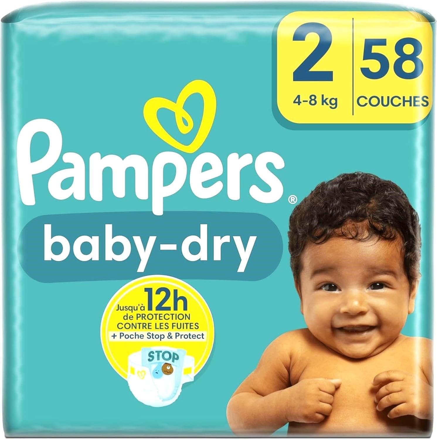 Pampers Baby-Dry blöjor, storlek 8, 43 blöjor, från 19 kg, Jumbo+ förpackning