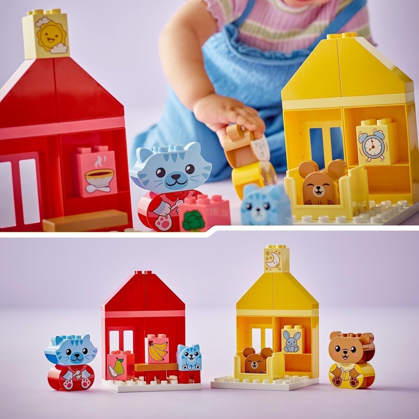 LEGO DUPLO vardagsrutiner: Äta & läggdags, lärande leksak för småbarn för att uppmuntra social och känslomässig utveckling, med 4 djurfigurer, present till barn från 18 månader 10414 Byggset Besuche den LEGO-Store