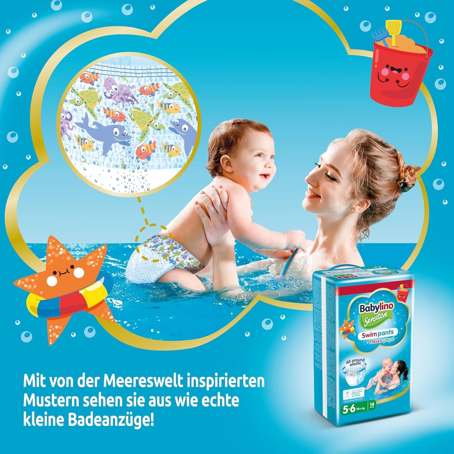 Blöjor Sensitive Swim Pants, för hav och pool, storlek 5-6 (över 14 kg), 84 st.