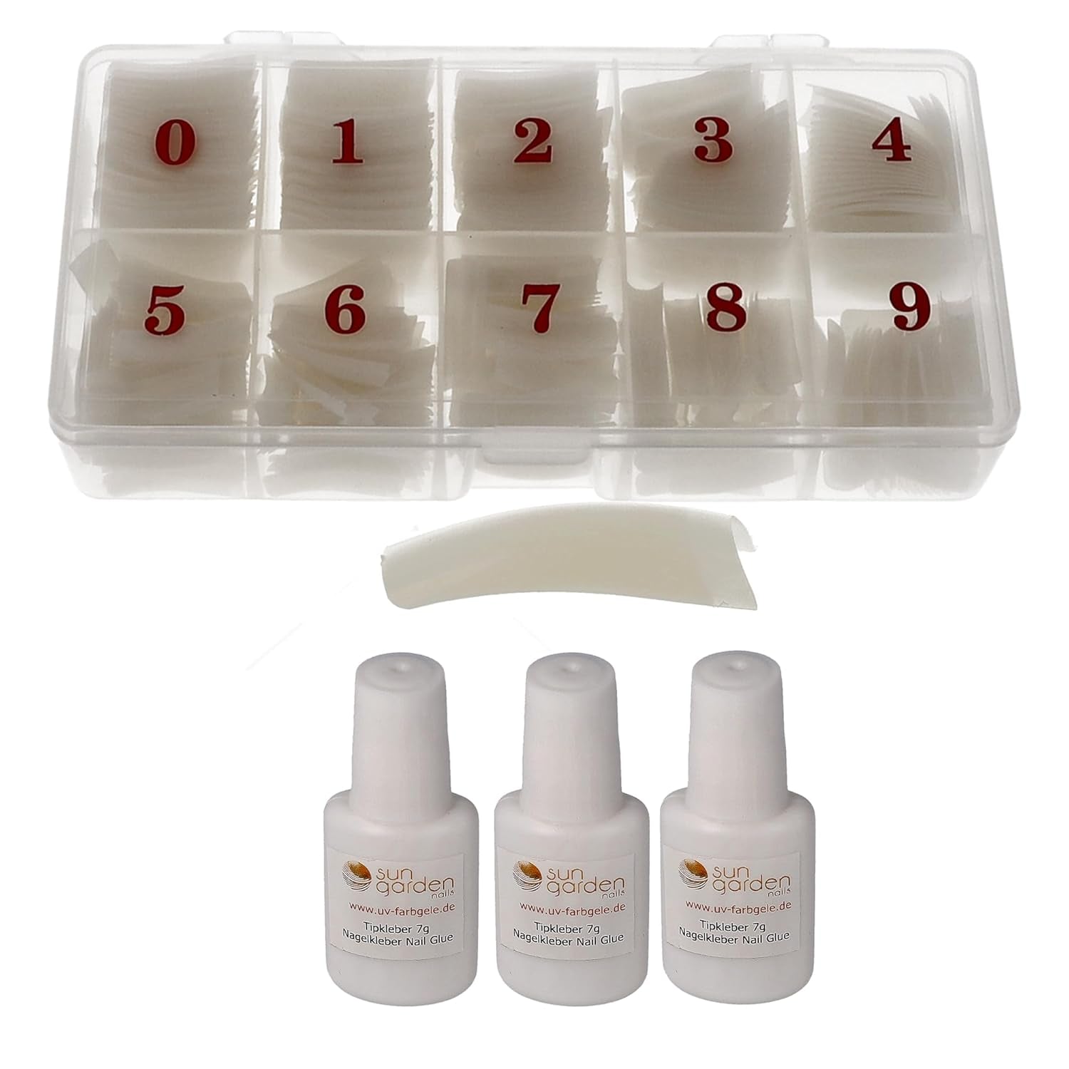 Sun Garden Nails Tipsbox 500 Tips Inkl. 3 tips limtips Nageltips lim - modellera naglar