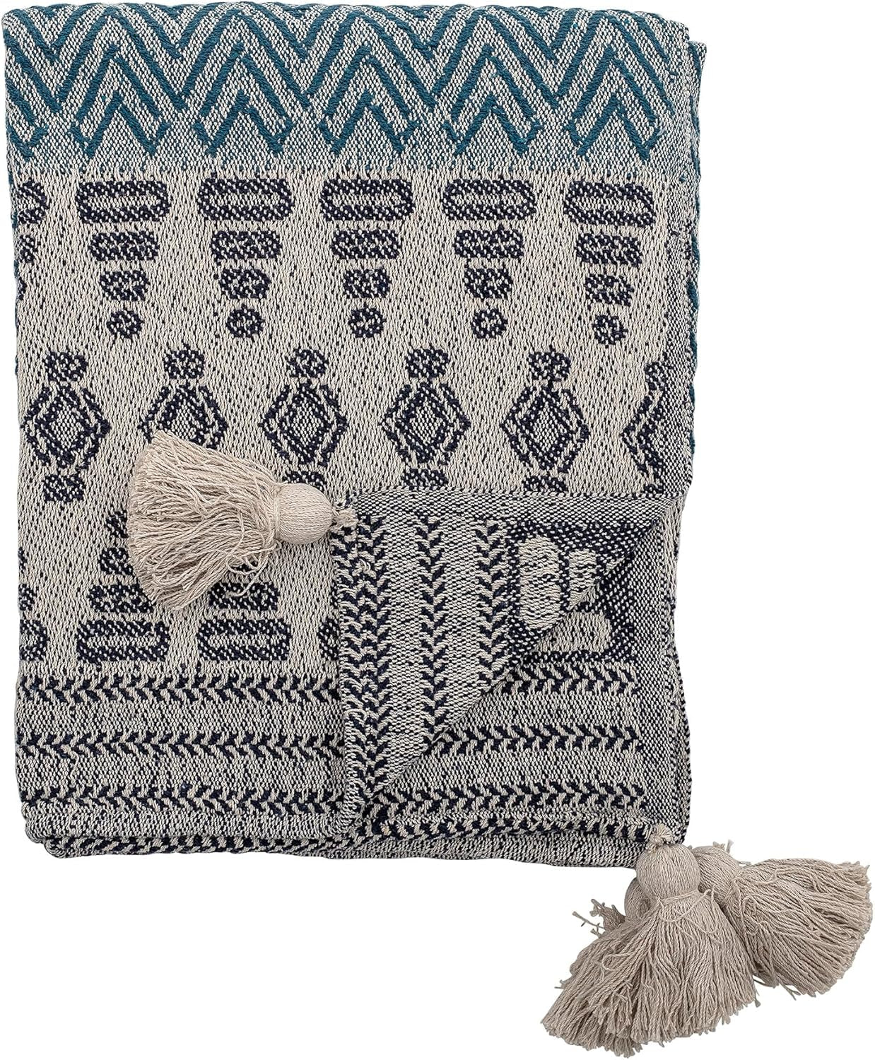 Bloomingville överkast, svart, bomull, 160cm Blå Bloomingville sängar och filtar 160 X 130 Cm
