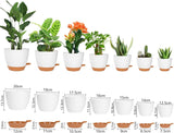 CSYY blomkrukor Set med 7 plastblomkrukor med bevattningssystem 20.3/19/17.7/16.5/15.2/14/12.7cm självvattnande krukor och fat inomhus utomhus