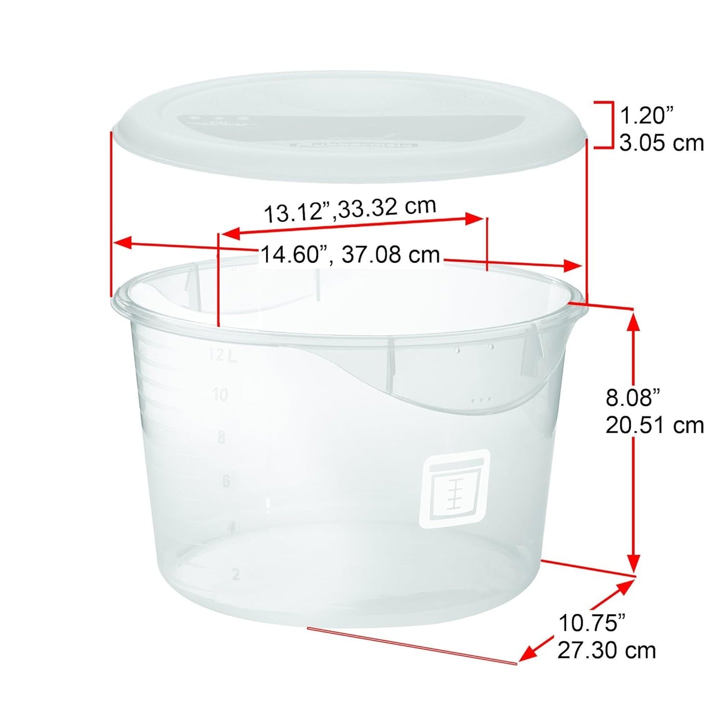 Lock för matförvaringsbehållare, rund, röd, 11,4 L Naty Shop matförvaringslådor
