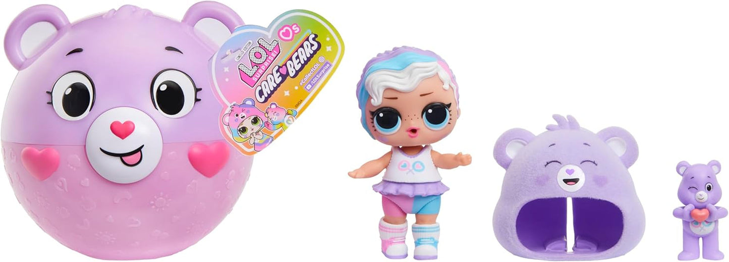LOL Överraskning! Loves Care Bears Tots - Innehåller 1 docka med outfit och tillbehör, nalleboll, dold förpackning, 6 samlardockor