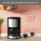 Krups KM3210 Pro Aroma Plus Espressomaskin, 10 koppar, 1,25 L, Håll värmen i 30 minuter, Synligt vattennivåfönster, Anti-droppsystem, Svart med applikationer i rostfritt stål