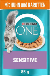 PURINA ONE Sensitive våt kattmat, möra bitar i kycklingsås, 26 st (26 x 85g)