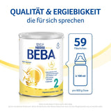 BEBA 2 - Tillskottsmjölk efter 6 månader, med 5 HMO-komplex, åldersanpassat proteininnehåll, laktosfri, palmoljefri, fiskoljefri, barnmat, babymjölkspulver, 3 st (3 x 800g)