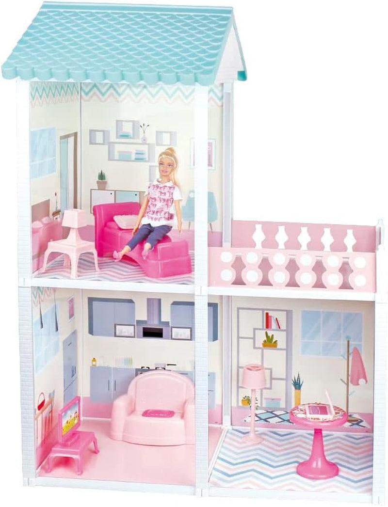 City Life - Villetta med 3 rum och tillbehör Monterat lekset Storlek 61 X 40 X 78 Cm Dockhus Naty Shop Standardtitel