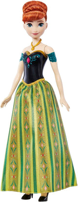Mattel Disney Frozen Singing Anna Doll - 30 Seconds Song Snippet, Classic Castle Outfit, Avtagbar mjuk kjol, Kambart hår, For Kids Ages 3+, tysk version, HMG41