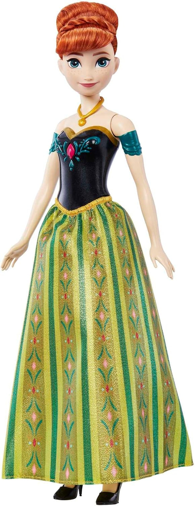 Mattel Disney Frozen Singing Anna Doll - 30 Seconds Song Snippet, Classic Castle Outfit, Avtagbar mjuk kjol, Kambart hår, For Kids Ages 3+, tysk version, HMG41