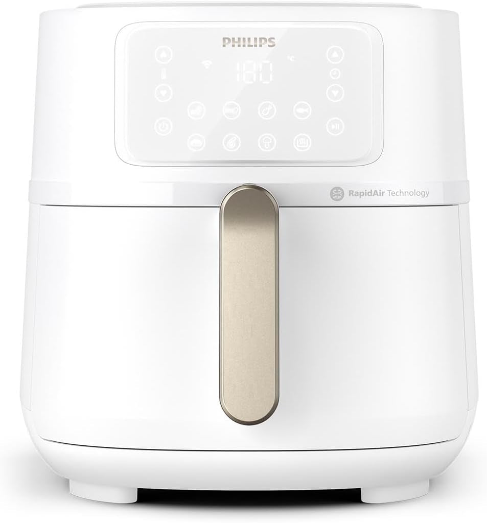 Philips 3000Er Airfryer XL - Rapid Air-teknik, stekning med upp till 90 % mindre fett, kapacitet 1,2 kg, 6,2 liter, pekskärm Vitvaror Naty Shop Weiß Trådlös anslutning och vit färg 7,2 L
