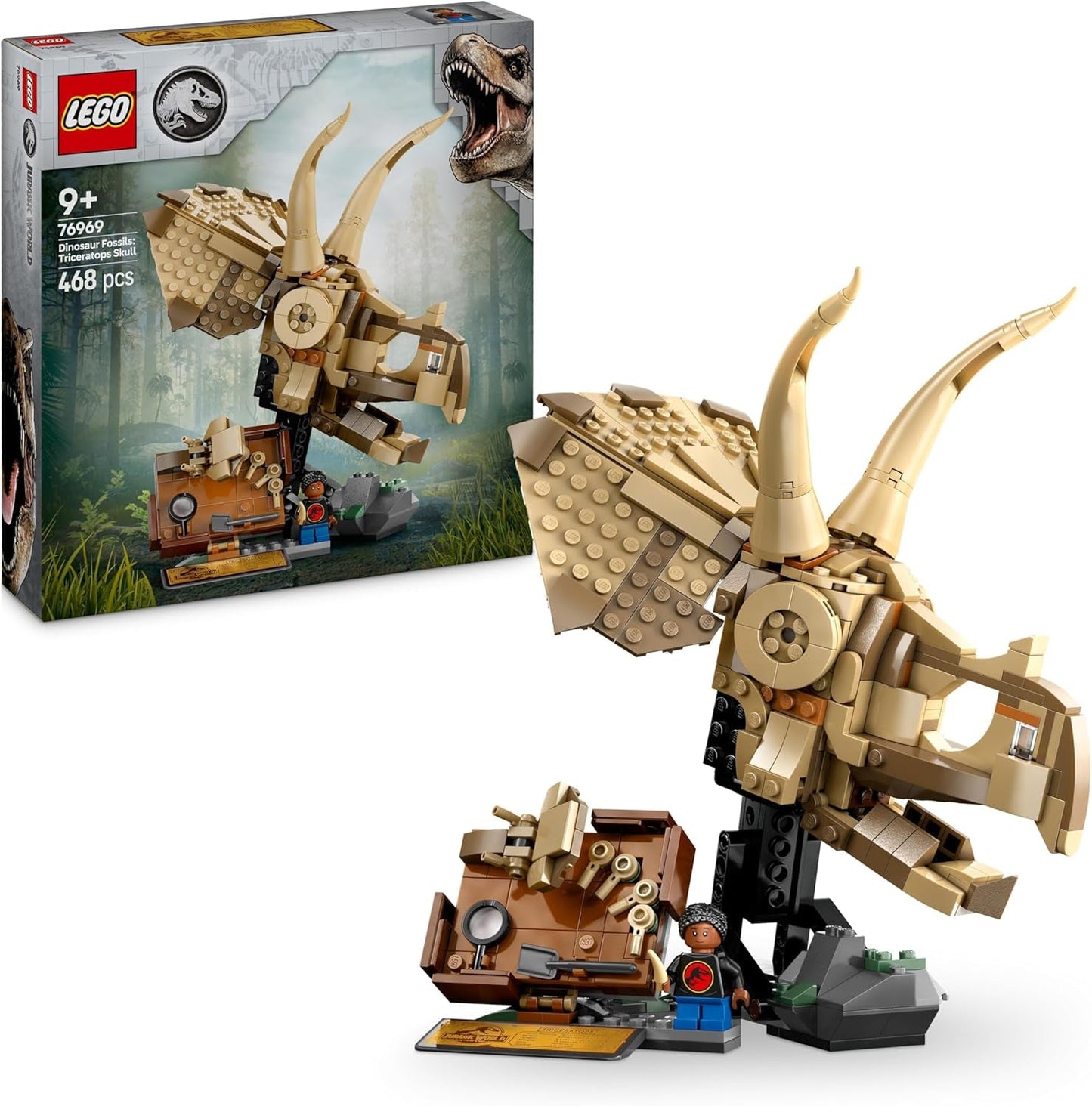 LEGO Jurassic World Dinosaur Fossils: Triceratops skallmodell, dinosaurieleksak för pojkar och flickor 9 år gamla, present till barn och fans Jurassic World 76969 Byggset Besuche den LEGO-Store Standardtitel