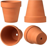 Hollyone 8-delad liten terrakottakruka, 8x8 cm runda lerkrukor med tallrik och dräneringshål, små planteringskärl med bricka, terrakotta-suckulentkrukor för inomhusväxter, keramiska planteringar
