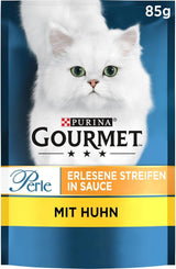 Gourmet Perle Select Strips våt kattmat med kyckling, förpackning om 26 (26 x 85 g)