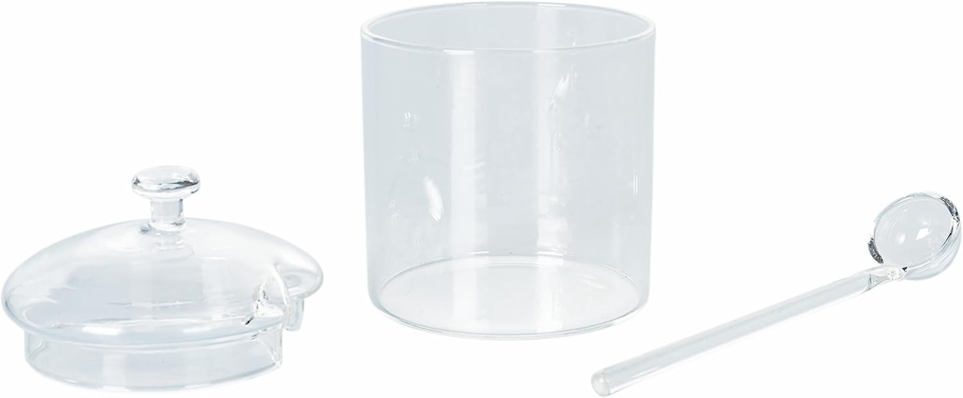 300 ml genomskinlig borosilikatglasburk med lock och sked Good Morning