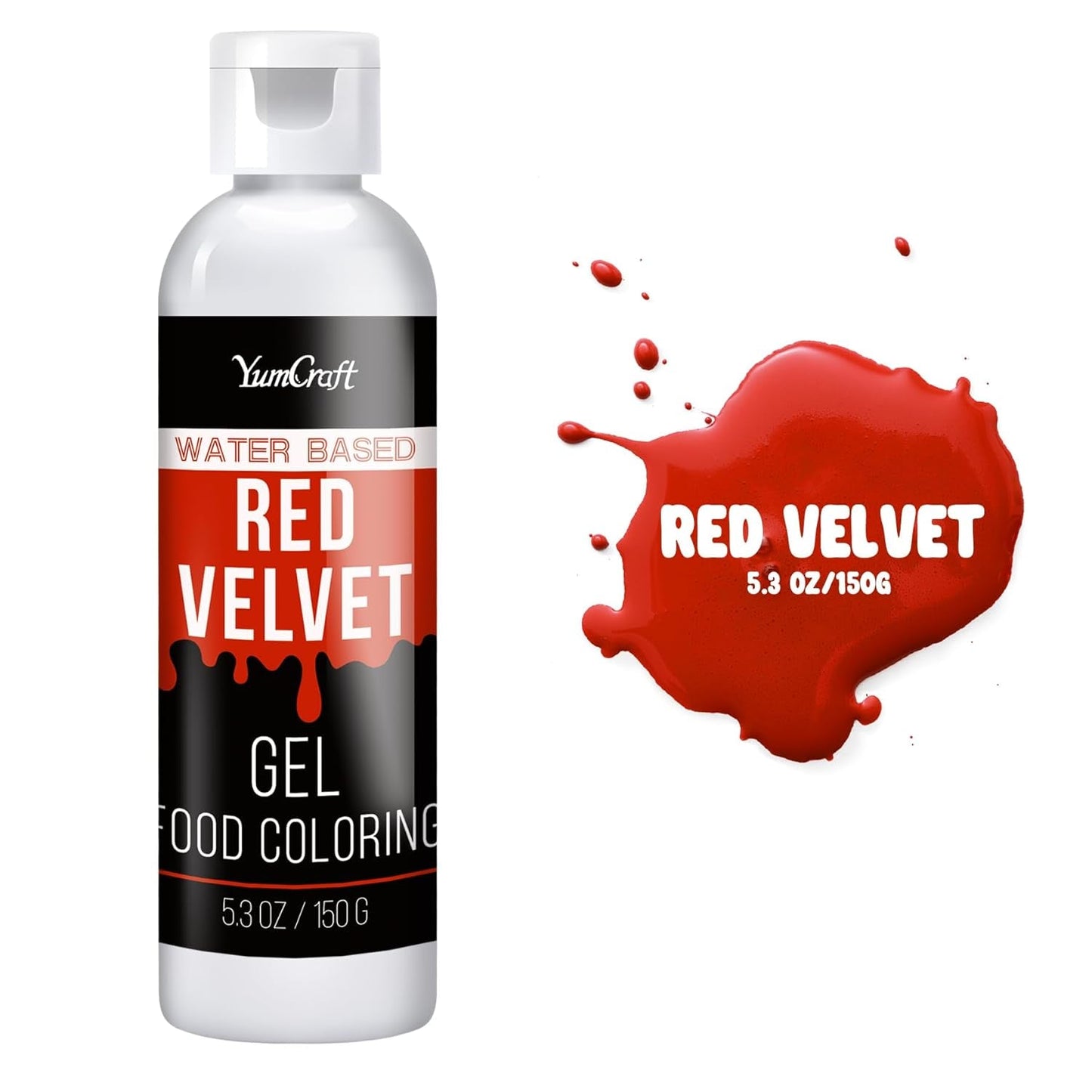Gel matfärg - Högkoncentrerad gel matfärg för kakor, bakning, påskägg, drycker - Sockerfri matfärg för fondant, glasyr, slem, tårtdekorering (Red Velvet, 150G)