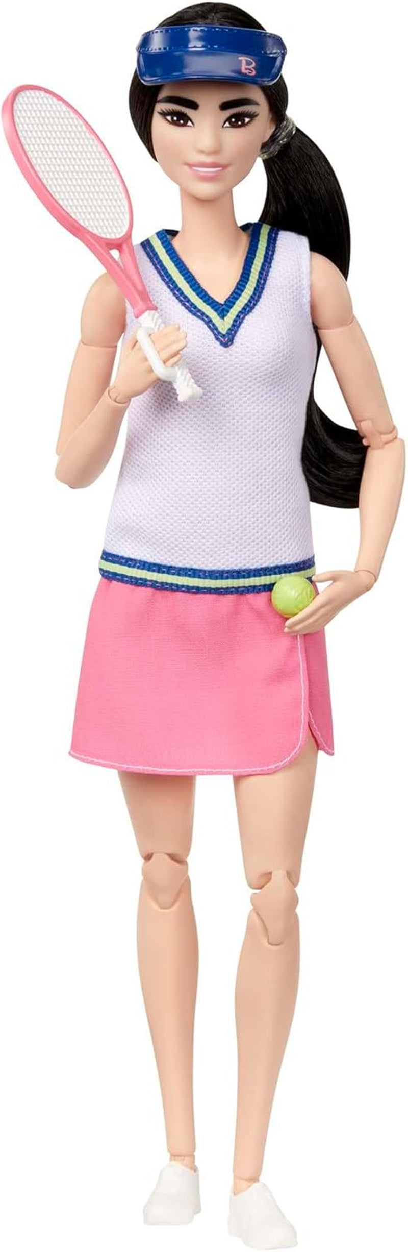 Barbie Made to Move Doll - Tennisspelare med racket och boll - 22 leddocka för realistisk lek, tennisfans och barn från 3 år och uppåt, HKT73