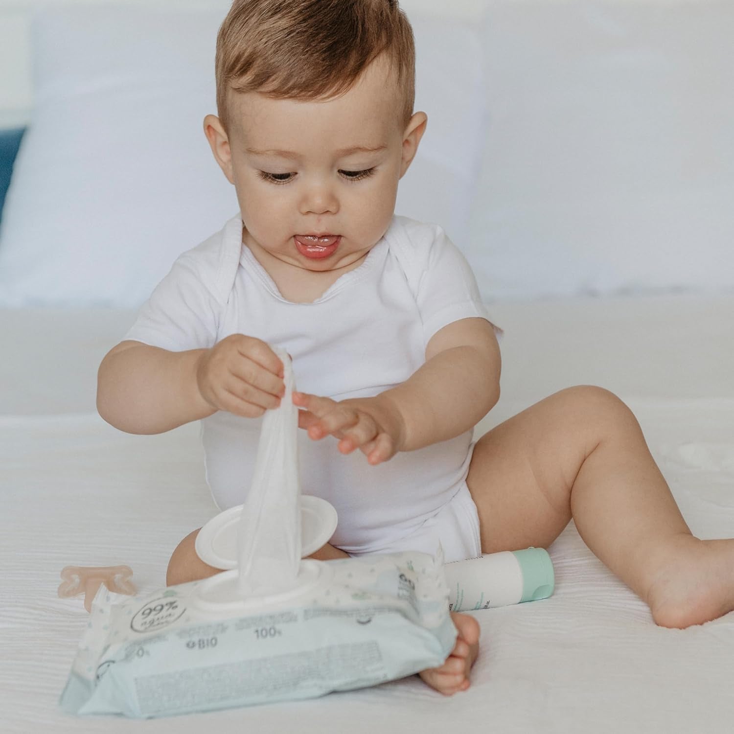 Suavinex Aqua Care Baby Wet Wipes 60 Count Cleansing Wipes 99% Vatten Växtfiber Aloe Vera Doftfri Alkoholfri Dermatologiskt testad Lämplig för känslig hud