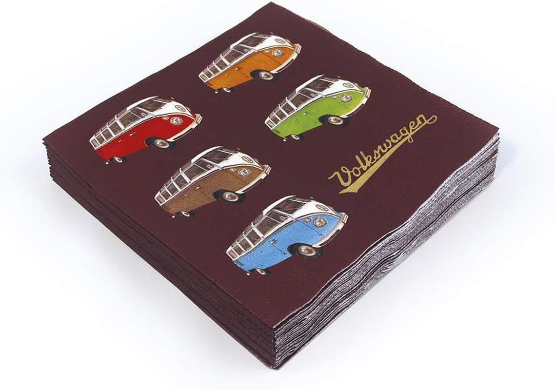 BRISA VW Collection - T1 Bus Volkswagen Bordsservetter (Samba Stripes/Red/3 Ply)
