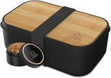 Umami Lunchbox för vuxna, läckagesäker stapelbar Bento-låda med 4 bestick och fack, Vuxen Lunchbox, To-Go-salladsbehållare, Picknick-/kontorslunchlåda, kolgrå, 1500 ml