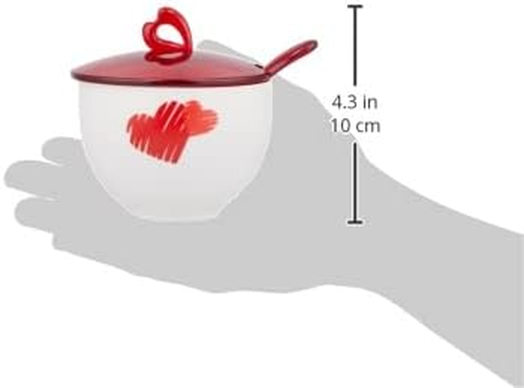 Guzzini - Love, sockerskål med sked - transparent röd, 12,6 x 12,6 x h9,8 cm | 200cc - 11470065