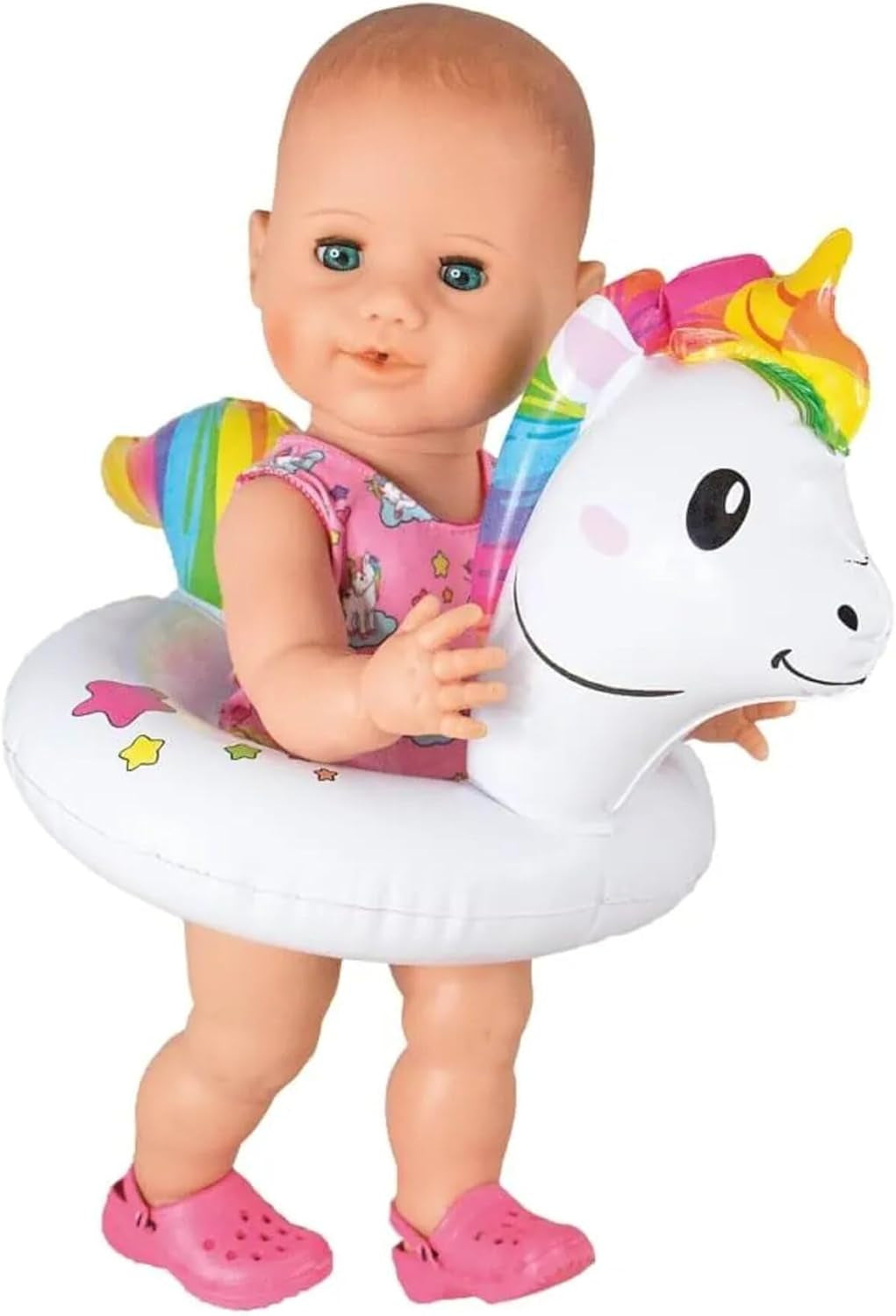 Heless 6601 - Henri Unicorn simring för dockor, storlek 28-35 cm, för pool, sjö och badkarsnöje