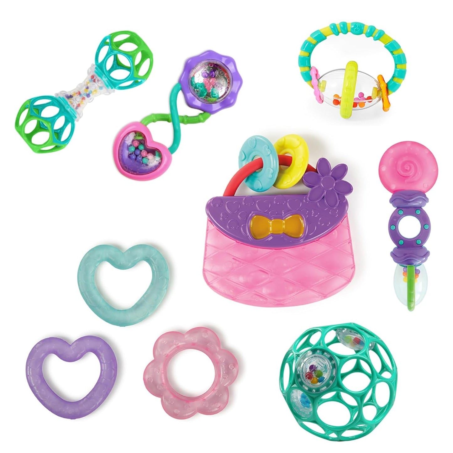 Bright Starts Little Shakers 6-delade presentset - Baby skallror & bitringar BPA-fri Lätt att fånga Unisex Newborn+