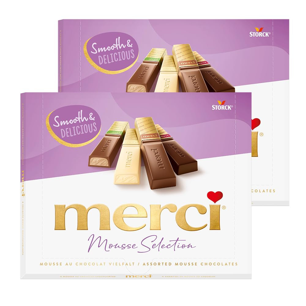 merci Finest Selection Mousse au Chocolat Variety – 1 x 210 g – Specialiteter Utsökt chokladmousse – Fyllda och ofyllda praliner