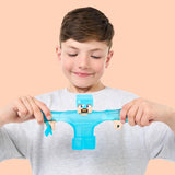 Heroes of Goo Jit Zu - Expanderbar Minecraft-figur - Steve med diamantrustning och svärd, superstretchig Goo Filler med dolda diamantelement inuti, expanderar till 3x storlek Actionfigurer Naty Shop