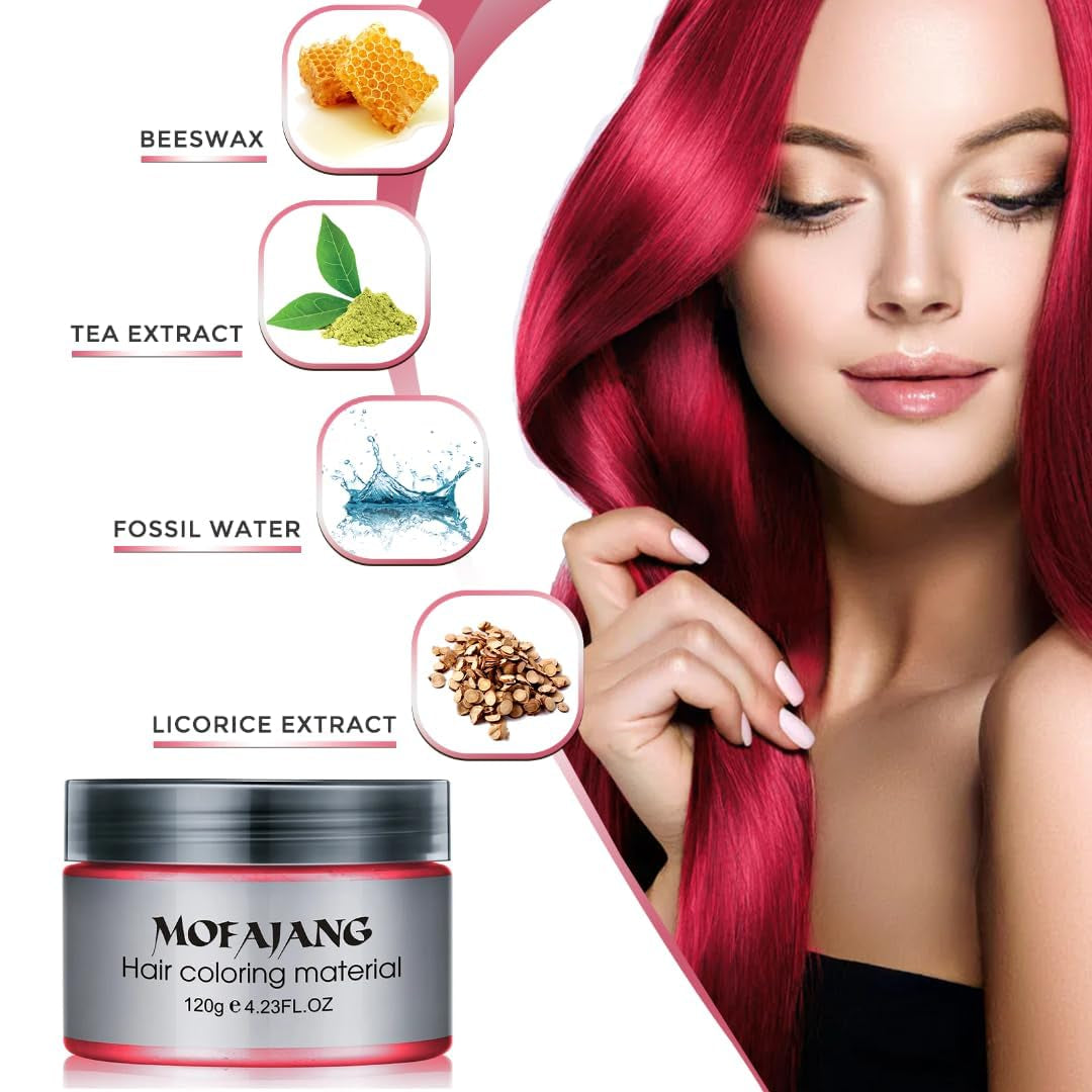 Tillfällig hårfärg 4,23 ounce färgvax för män Kvinnor Tvättbar Naturfärg Pomade Omedelbar hårfärgning för fest Cosplay Halloween (röd) Naty Shop Hårfärgning