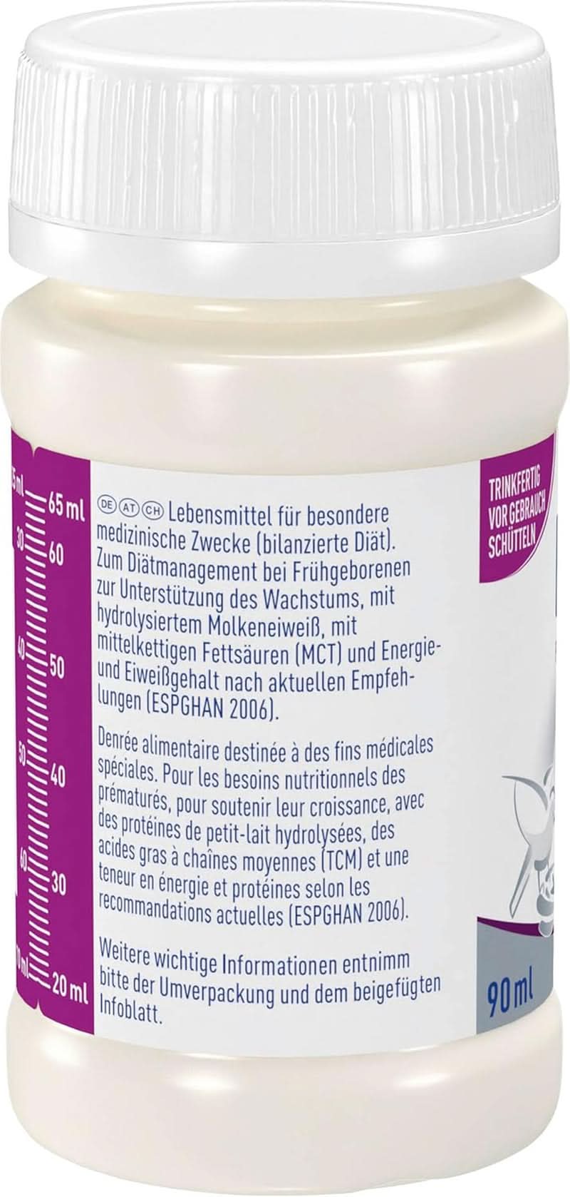 Mat för för tidigt födda barn BEBA Level 2, Specialfoder för för tidigt födda barn och lågviktiga nyfödda, färdig att dricka, förpackning om 32 (32 x 90 ml) Naty Shop