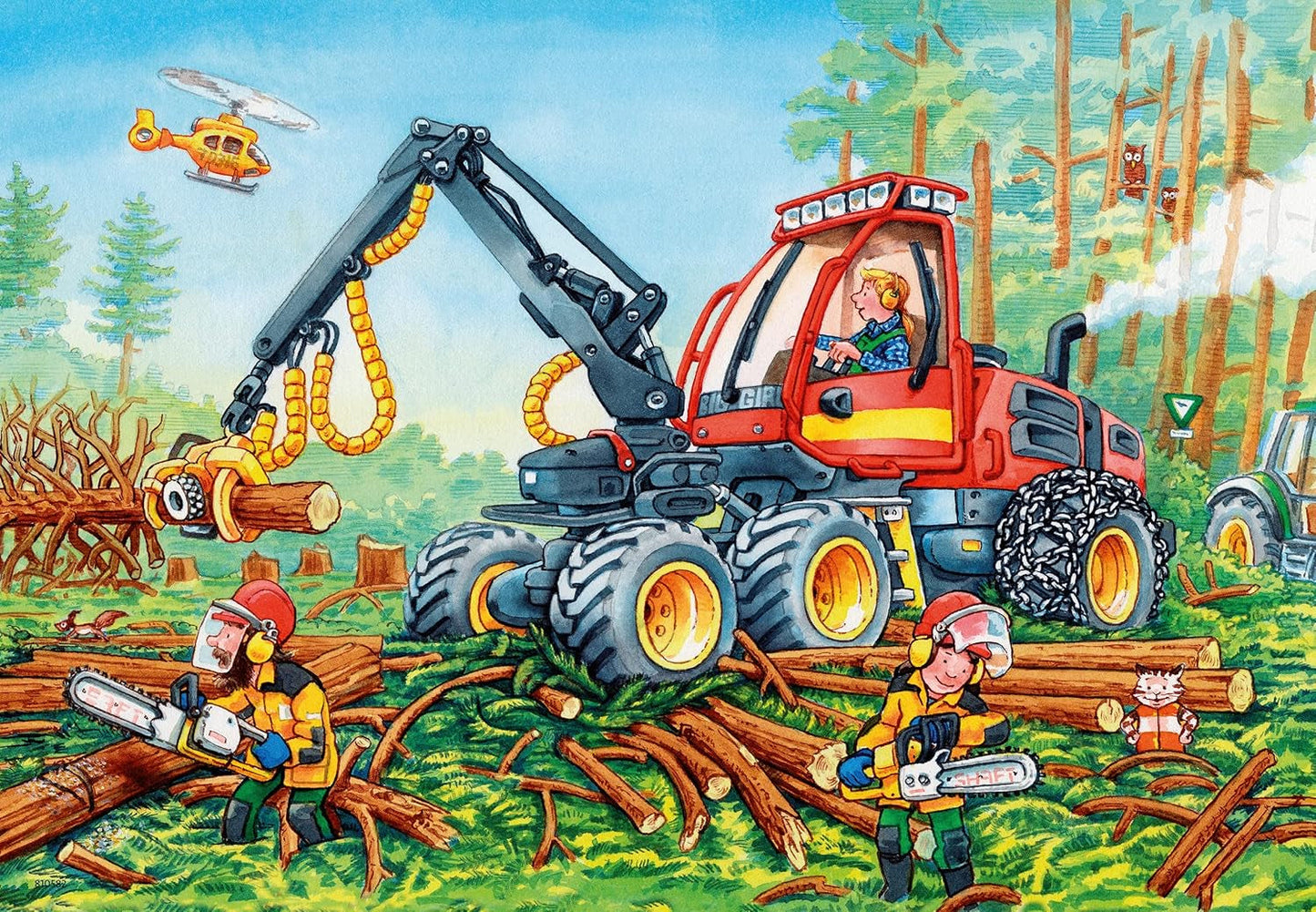 Ravensburger Pussel för barn - 07802 Grävmaskin och skogstraktor - Pussel för barn från 4 år, med 2X24 bitar Puzzle Naty Shop