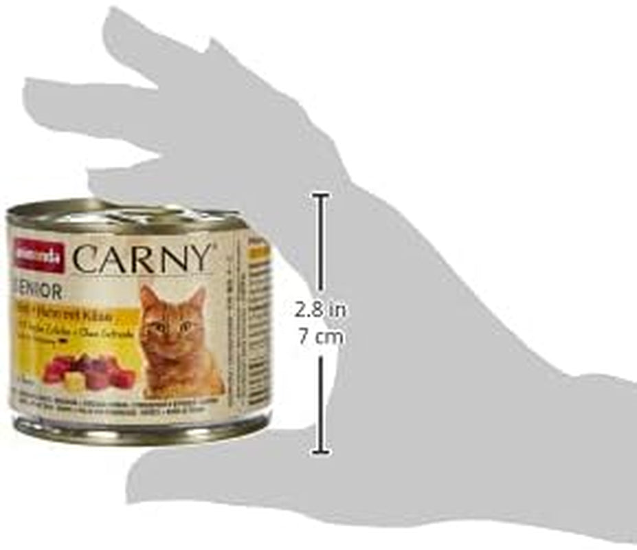 Animonda Carny Senior Våtfoder för katter med nötkött + kyckling + ost (6 x 200g), spannmålsfritt och sockerfritt våtfoder för katter 7 år och äldre, med färska och köttiga ingredienser