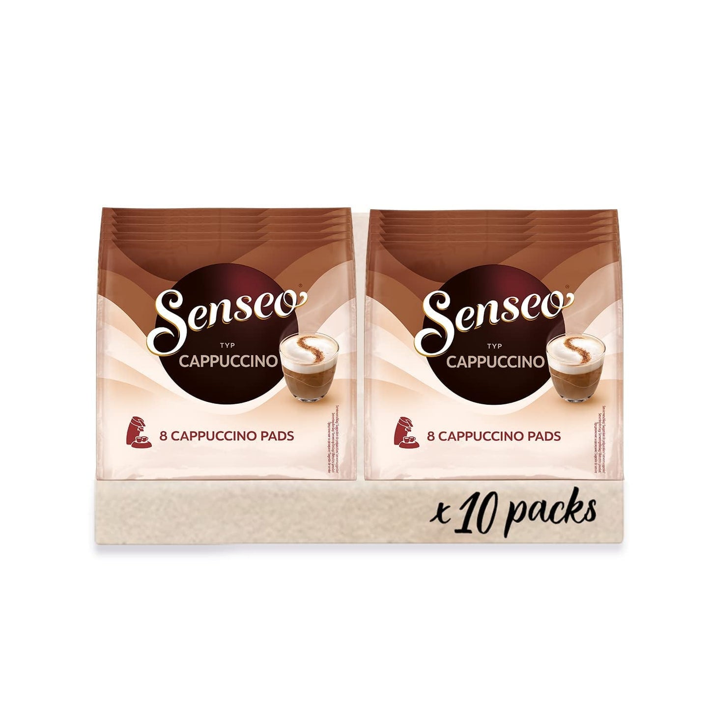 Cappuccino Pads, 10 x 8 Getränke, 80 Kaffee Pads, inklusive Pad Dose