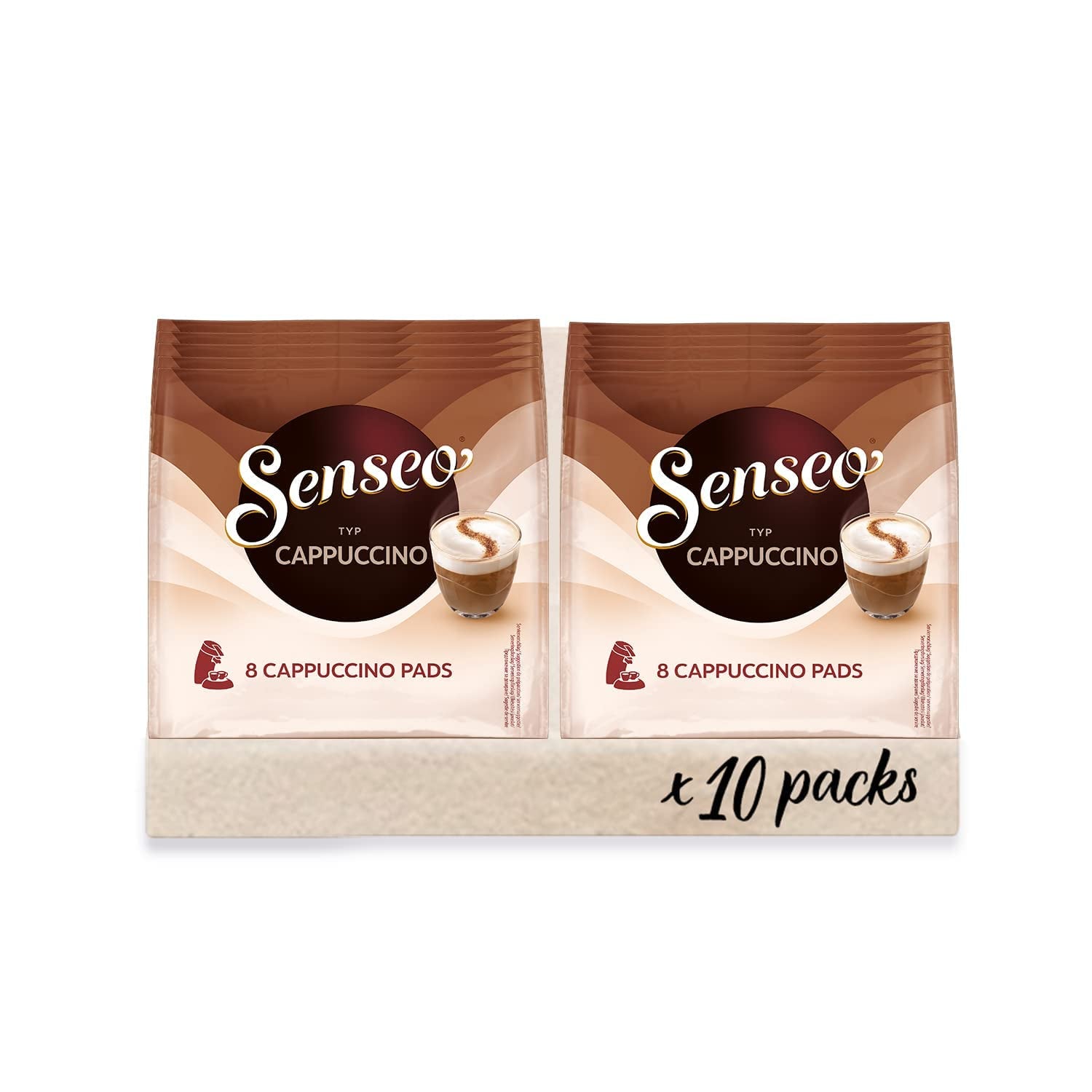 Cappuccino Pads, 10 x 8 Getränke, 80 Kaffee Pads, inklusive Pad Dose
