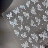 Aurora Muschel Schmetterling Nagelsticker Weiß Schmetterlinge Nageldekal Gelee Relief Butterfly Nagelaufkleber Y2K Butterflies Nagel Sticker Nägel Nageldesign Nagel Zubehör Nail Art Stickers Nailart