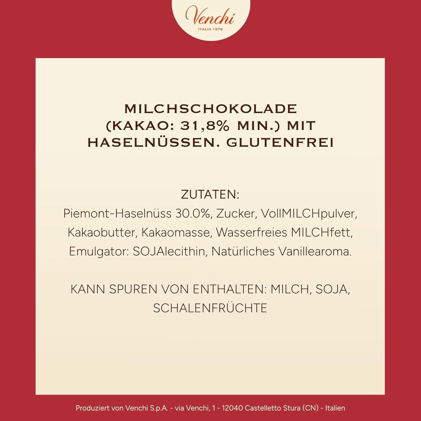 Venchi, Brutto&Buono, Handgjord "Piedmont Forest Hazelnut" Gran Tree Shaped Milk Chocolate Bar, 200 g, Glutenfri, Limited Edition Christmas Collection, Present Idé