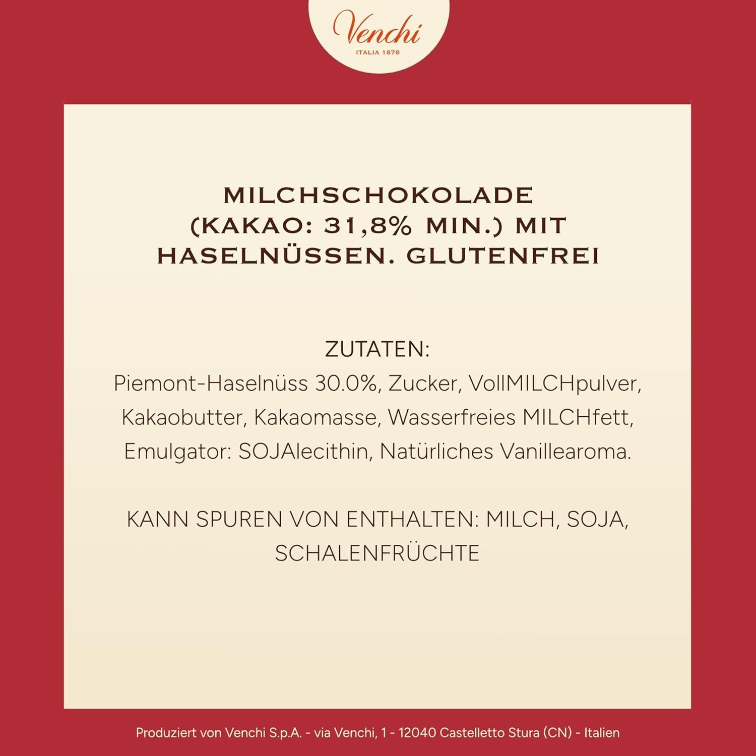 Venchi, Brutto&Buono, Handgjord "Piedmont Forest Hazelnut" Gran Tree Shaped Milk Chocolate Bar, 200 g, Glutenfri, Limited Edition Christmas Collection, Present Idé