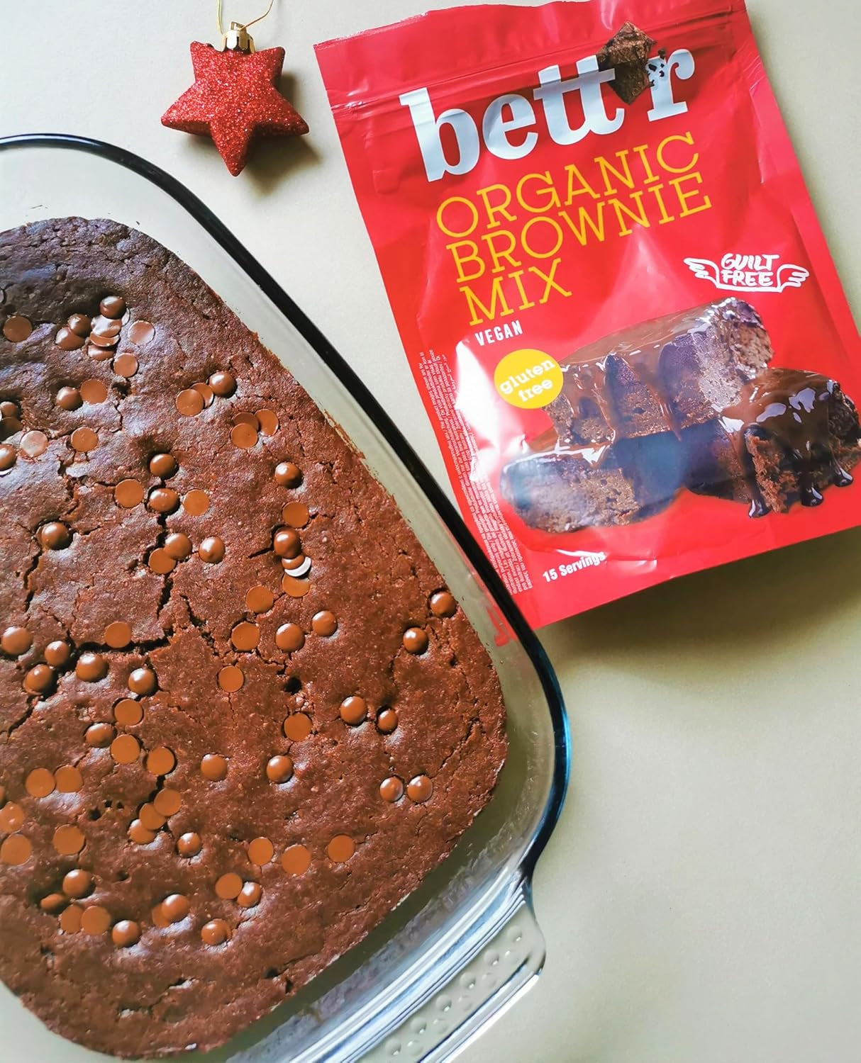 Bettr Organic Brownie Mix - Bio, Vegan Och Glutenfreie Brownies Mit Reichhaltigem Kakaogeschmack - 400 G - 15 Portionen Naty Shop