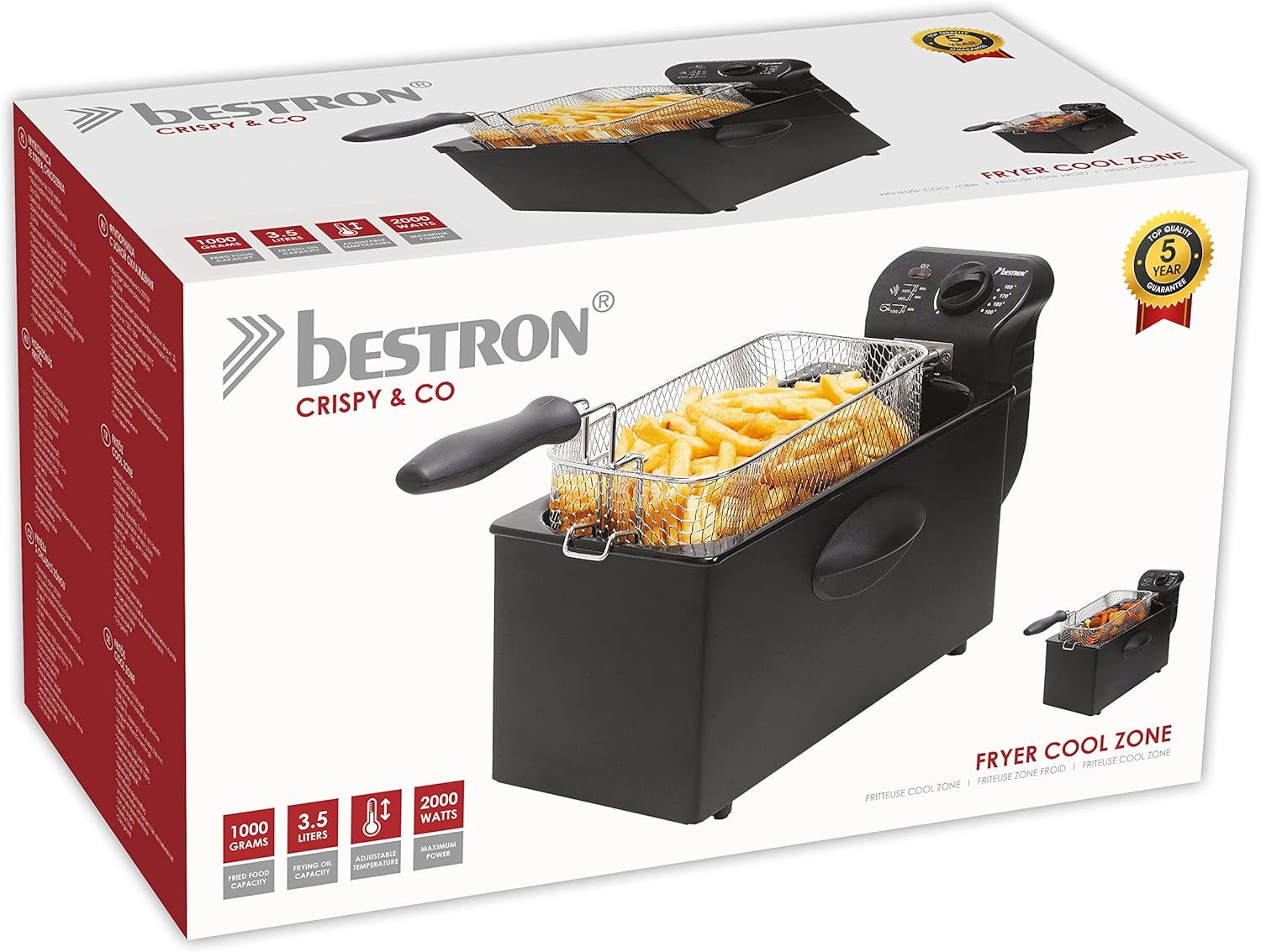 Bestron oljefritös med kallzonsteknik, 3,5 liter, 2000 watt Vitvaror Naty Shop