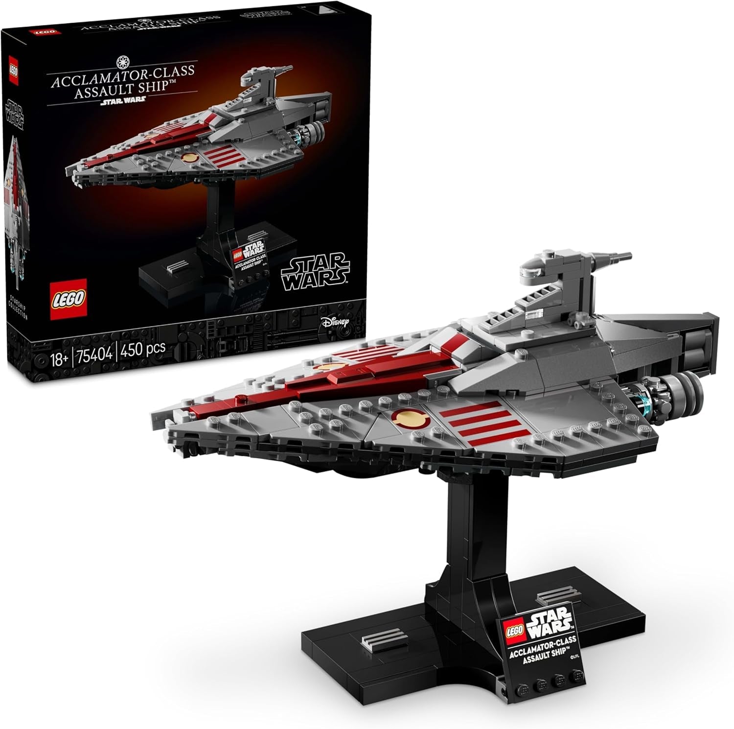 LEGO Star Wars 75404 Acclamator Class Assault Ship från Attack of the Clones - Rymdskepp att samla, bygga och visa - Fantasybyggset - Present till vuxna och tonårsfans Byggset Besuche den LEGO-Store Standardtitel