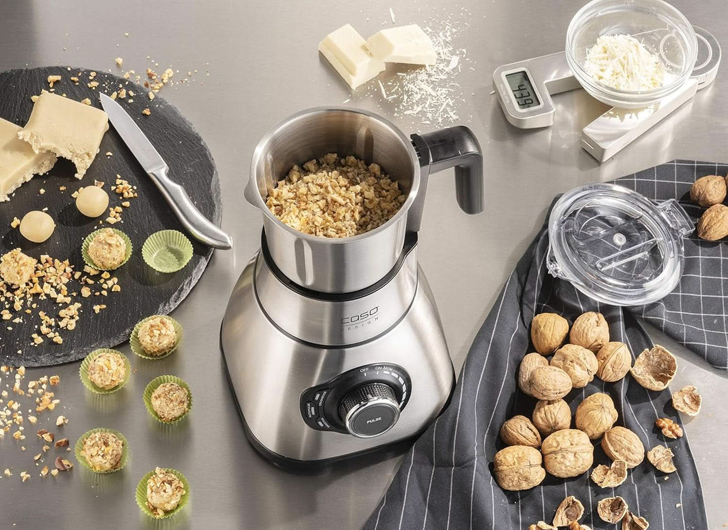 CASO B 1800 Powerblender-Set - Standmixer, 28 000 U/Min, Glasbehälter 1,75 L, Inkl. Trinkflasche Und Zerkleiner, Mixer Testsieger Mit Sehr Gut, Edelstahl Naty Shop