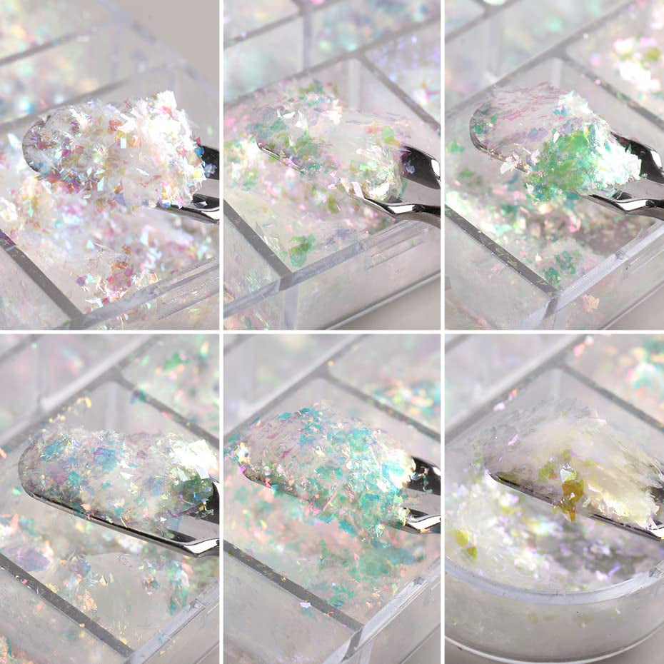 JMEOWIO Nagelglitter 12 rutnät Aurora Nail Art dekoration tillbehör nageldesign