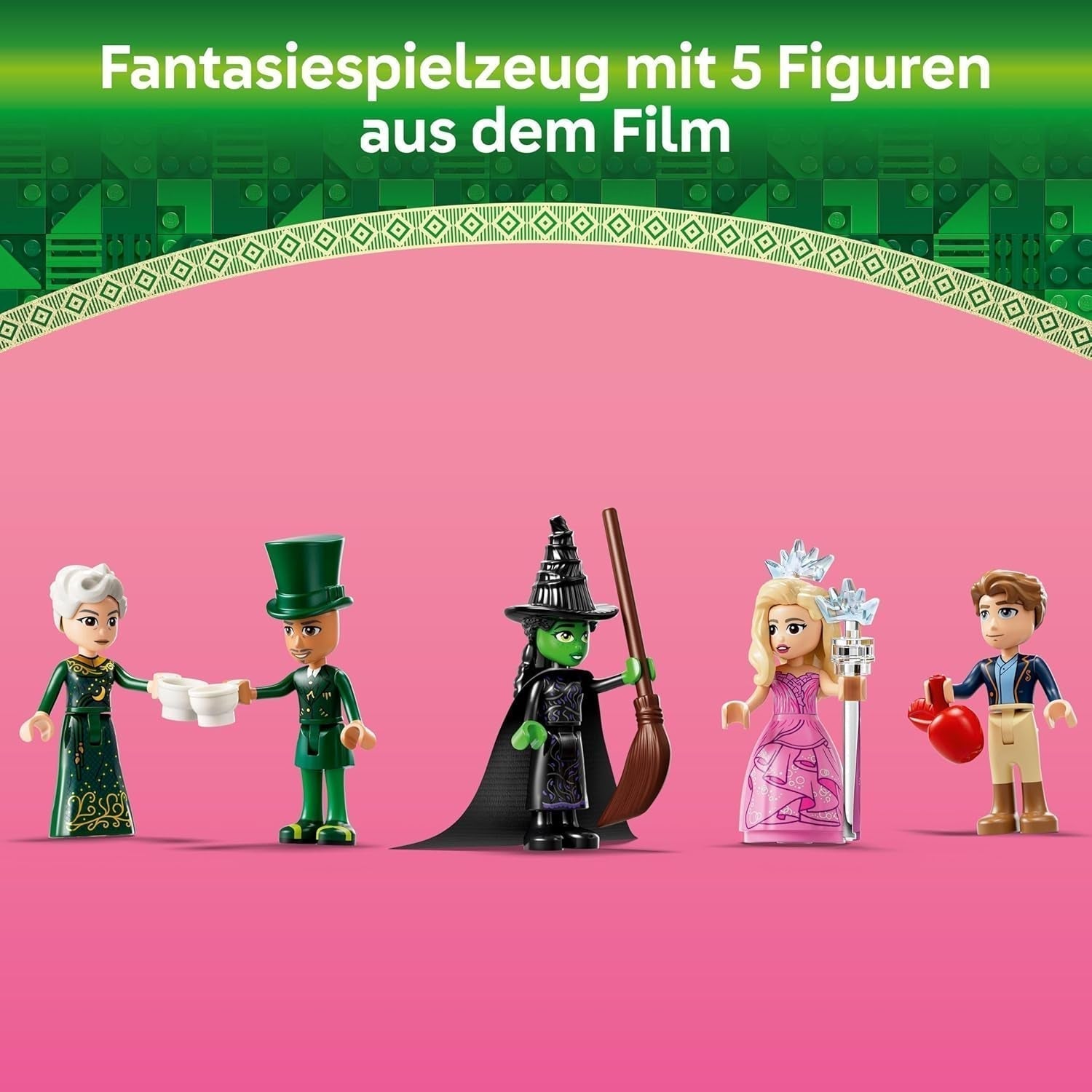 LEGO Wicked Välkommen till Emerald City tornleksak, Glinda och Elphaba minidockor, present till filmfantaster och tjejer och pojkar från 9 år som älskar dockskåp 75684 Byggset Besuche den LEGO-Store