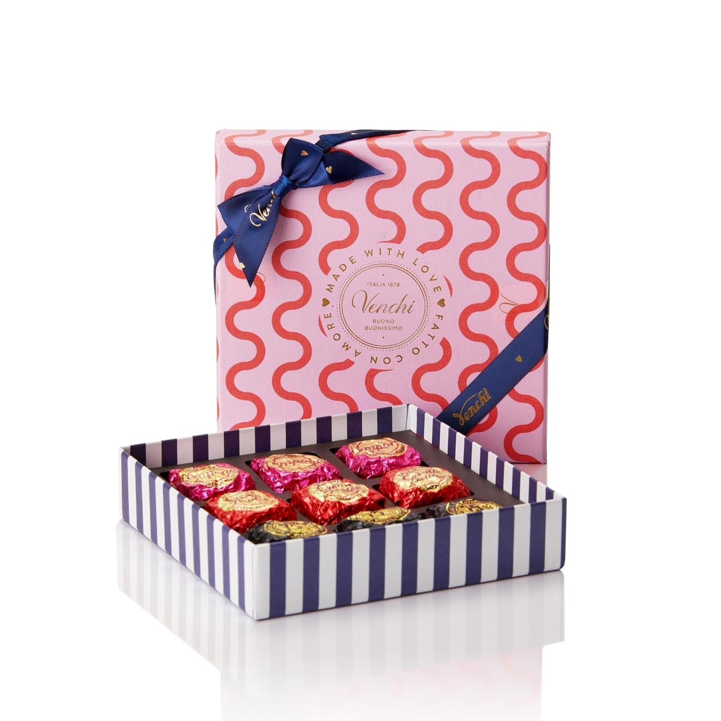 Venchi - Box med 9 olika choklad, 175 g, glutenfri, inga konstgjorda färger eller konserveringsmedel, alla hjärtans dag presentidé