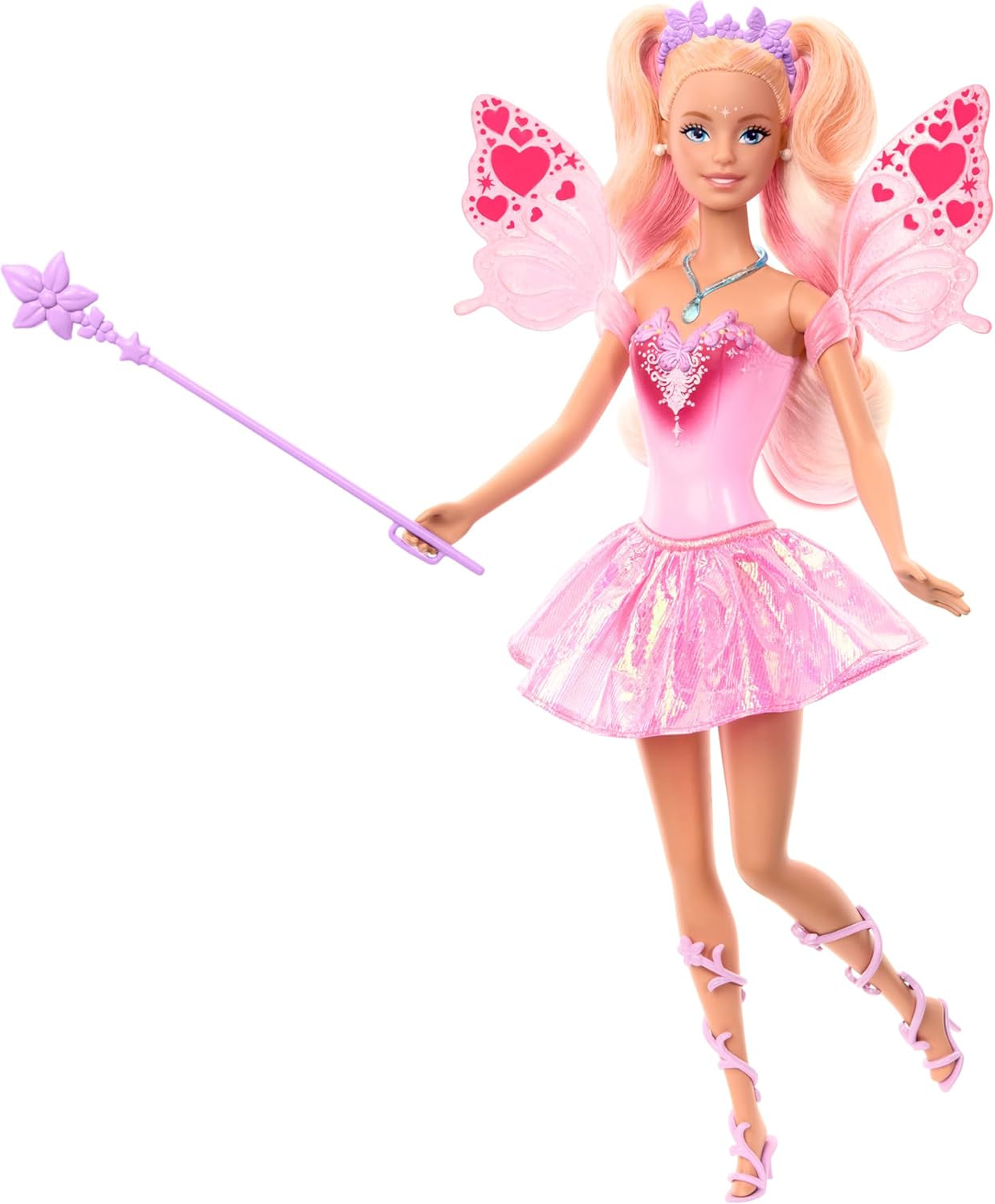 Mattel Barbie Doll Fairy med leksaksstav och modetillbehör, fantastiskt tema med vingar och färgskiftande outfit, JCP76, [Multicolor] Naty Shop Dolls Standardtitel