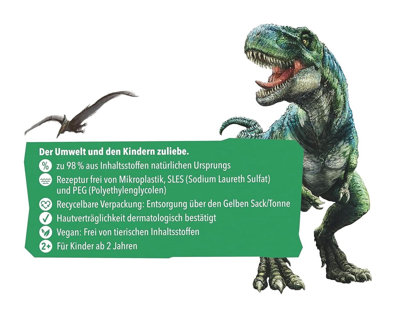 Tetesept Kids Dino - aditiv de baie pentru copii, spuma, coloreaza apa in verde, 40 ml Naty Shop